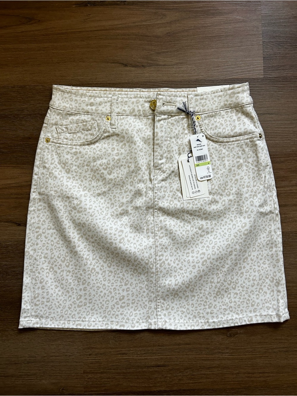 Tommy Bahama Sandy Spots Short Skirt Sz 4 Leopard Print 045-Coconut NWT